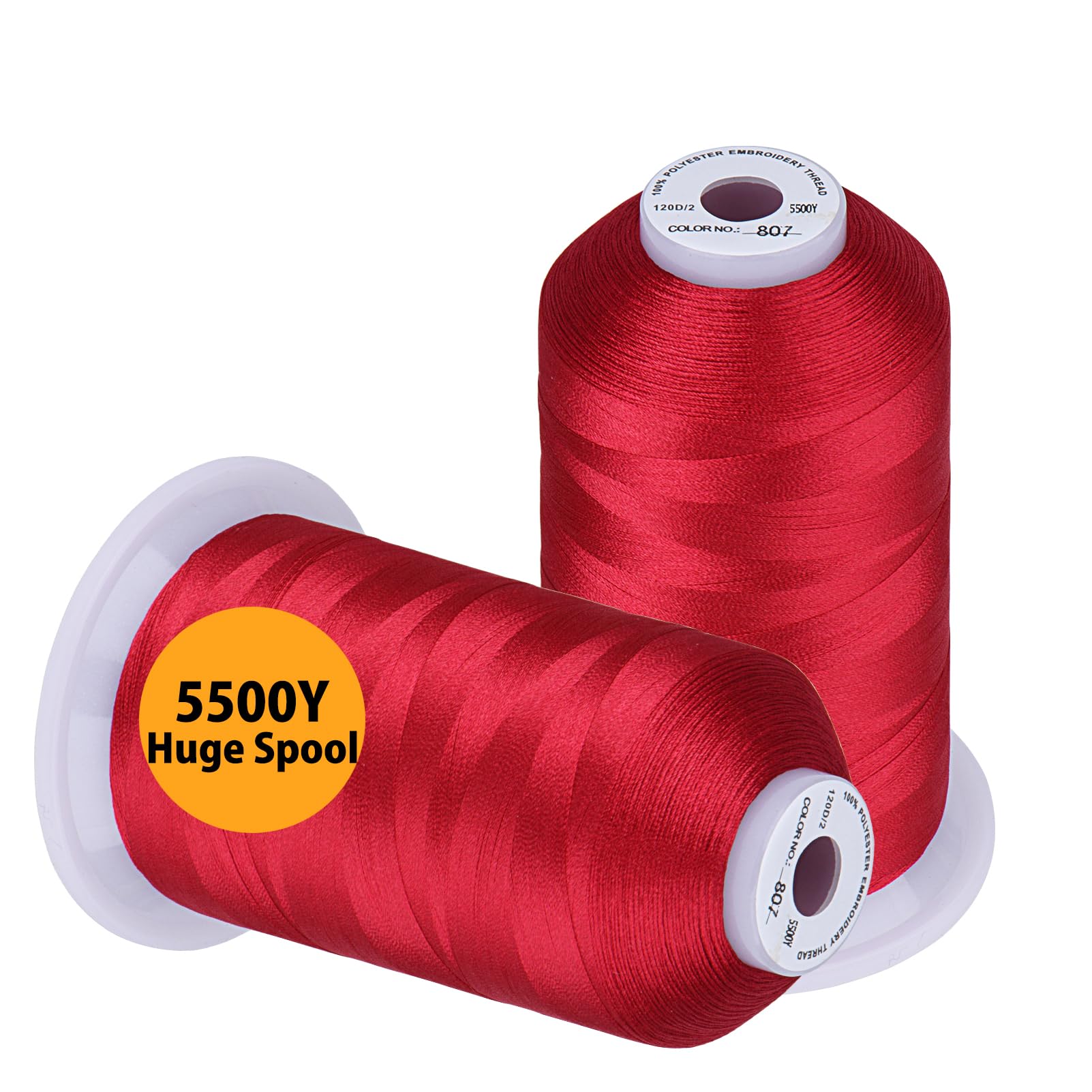 Simthread Embroidery Thread 5500 Yards Carmine 807, 2 Huge Spools
